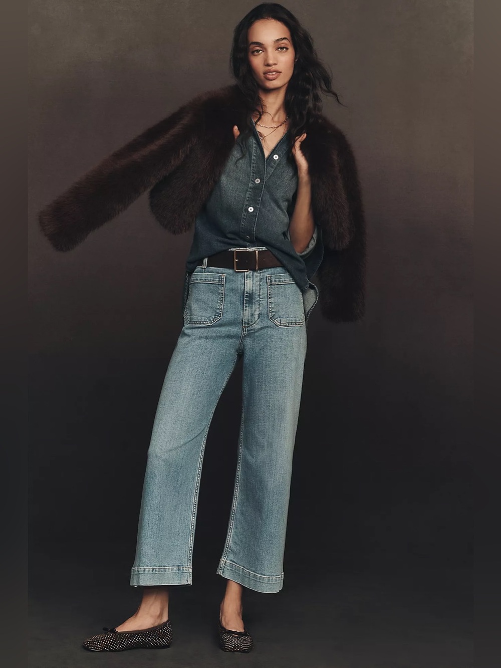 Maeve Colette High-Rise Wide-Leg Cropped Jeans size 29P